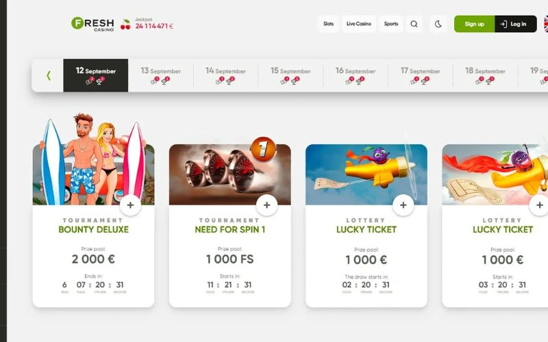 Fresh Casino Website Screenshot