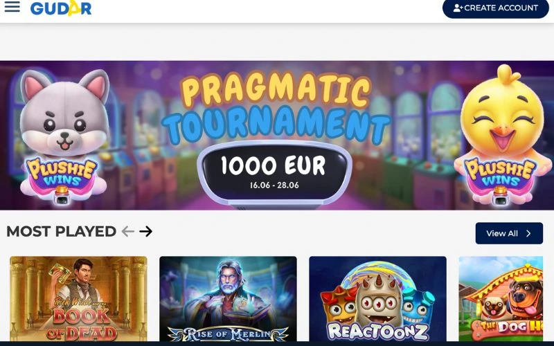 Gudar Casino Website Screenshot