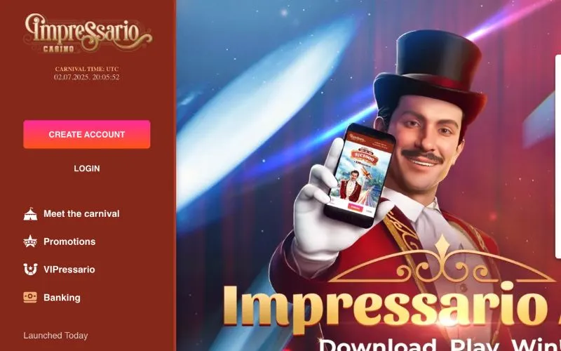Impressario Casino Website Screenshot