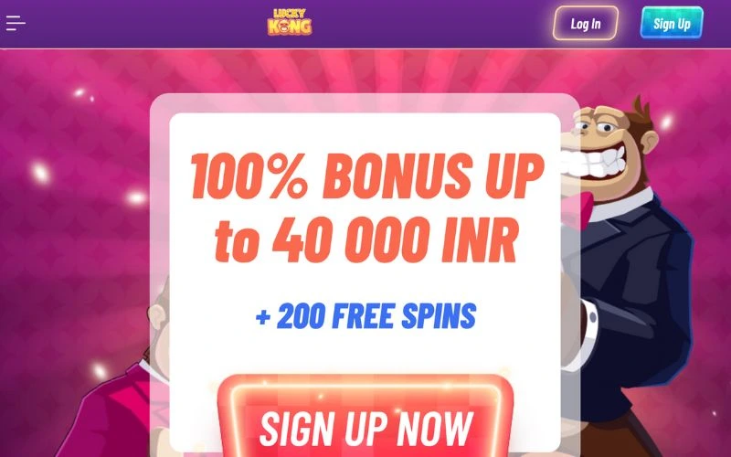 LuckyKong Casino Website Screenshot