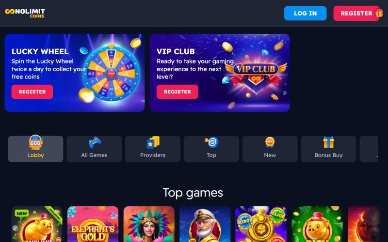 NoLimitCoins Casino Website Screenshot