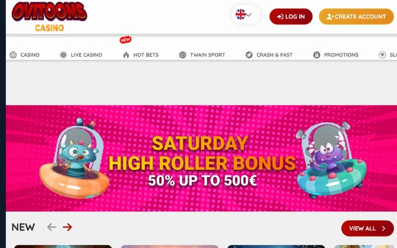 Ovitoons Casino Website Screenshot