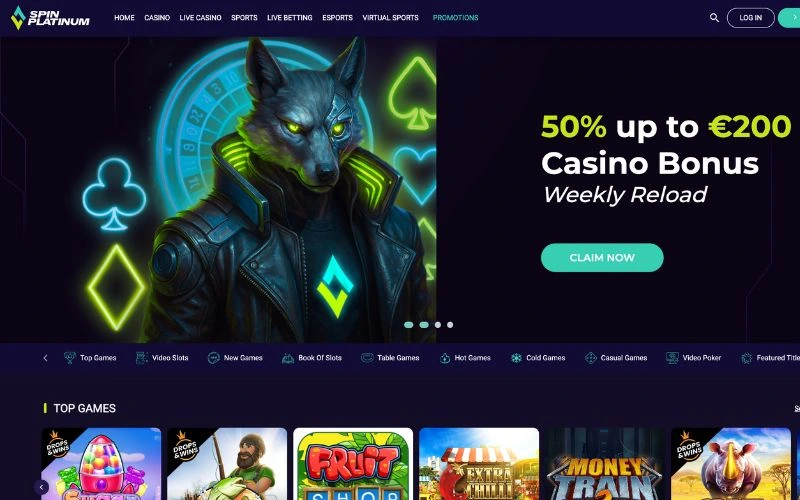 Spinplatinum Casino Website Screenshot